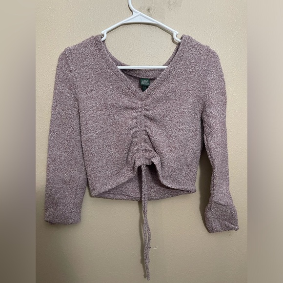 Fuzzy Long Sleeve Crop Top Medium - Picture 1 of 2